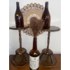 Image 1 : Twin Curio Tables 23T w/ Jute Tapestry & Collectable XL Whiskey Vessel