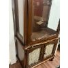 Image 5 : Traditional Style Tuscan Finish Wood Churro cabinet with a curved top and lower storage drawers ligh
