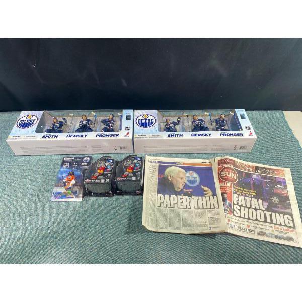 Oilers Action Figures and Newspapers