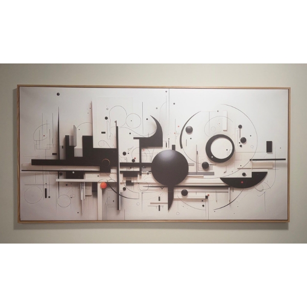 Designart 'Abstract Urban Vision Black & White III' XL Modern Geometric Wall Art