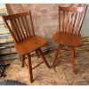 Image 2 : Wooden Swivel Bar Stools With Slat Backs