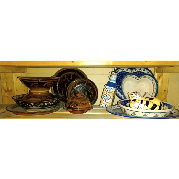 Beautiful Pottery Items w/unique Design Along With Modern Serving Plates & More