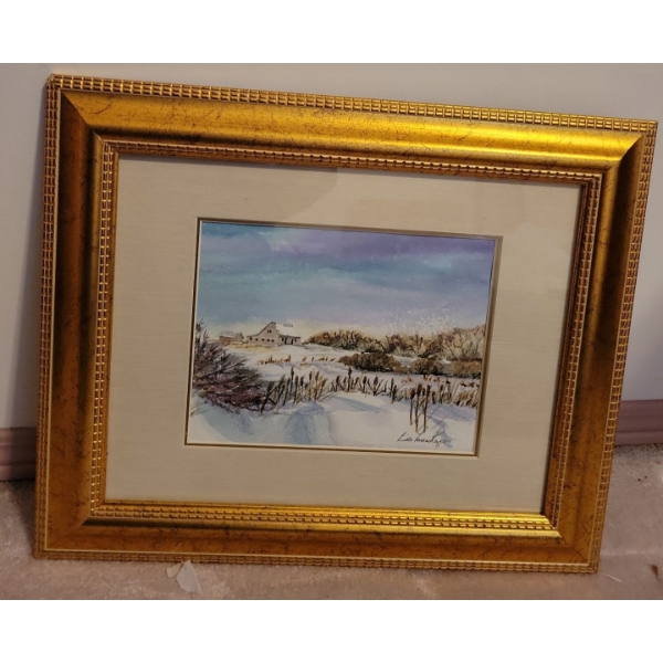 Lucille Lewans Rezac 'Serenity in Snow' Watercolor Art 19x16