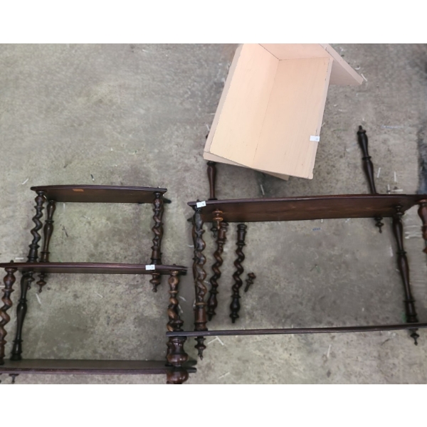 Multi-Level Wooden Display Shelf w/ Spindles 29 W, 10 D, 49 T (When Assembled) 