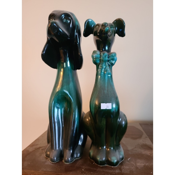 Blue Mountain Pottery Pair of Ceramic Dogs, Tallest: 14 T