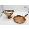 Image 3 : Copper And Brass Kitchenware Set Includes A Footed Colander 10''W And A Hammered Skillet 9''W & 6''H
