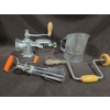 Image 2 : Vintage Kitchen Essentials: Meat Grinder, Flour Sifter, Hand Mixer + Hand Tool
