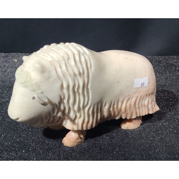 Pink Alabaster Muskox, Artist: Peter Mitchell, 8 W, 2.5 D, 5 T 