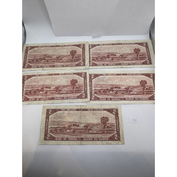 1954 $2 Canadian Banknotes