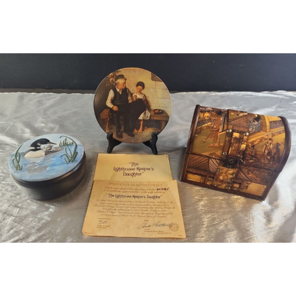 The Lighthouse Keeper's Daughter Collectible Plate, Decoupage Wooden Purse and More 