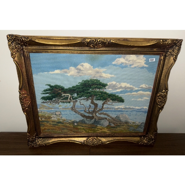 Needlepoint Tree By Lake