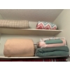 Image 2 : Selection of bedding, blanket, pillows, and throws include king-size pillows and wool blankets.