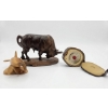 Image 1 : Carved Wooden Bull Figurine with Integrated Thermometer