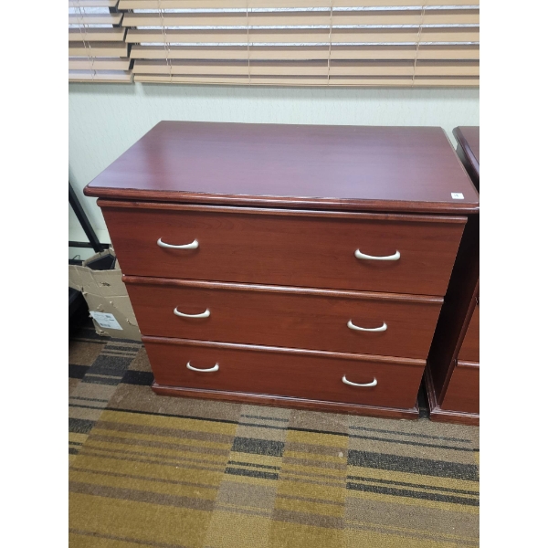 Three-Drawer Wooden Dresser with Metal Handles