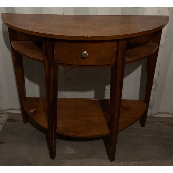 Half Moon Side Table (36W, 30T) & Lovely Vintage Wooden Desk (42W, 21D, 31T) 