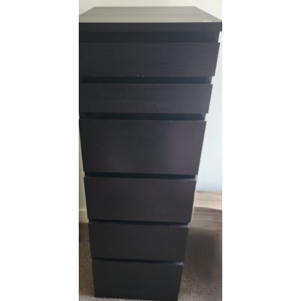 Ikea Malm Black MDF Lingerie Chest w/ Mirror Flip Top 16 W, 19 D, 48 T 