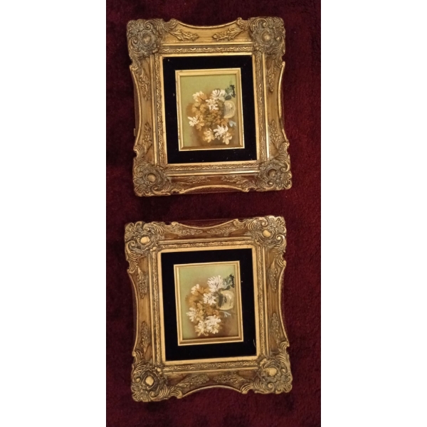 Gorgeous Small Paintings of Flowers w/ Illegible Signature - 10x10 