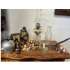 Image 1 : vintage clear glass kerosene oil lamp with burner & chimney vintage glass milk bottle mini figurines