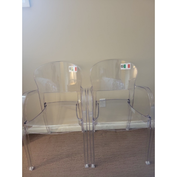2 'Eyes Upon Us' Statement Chairs Made in Italy - Clear -22x20x37