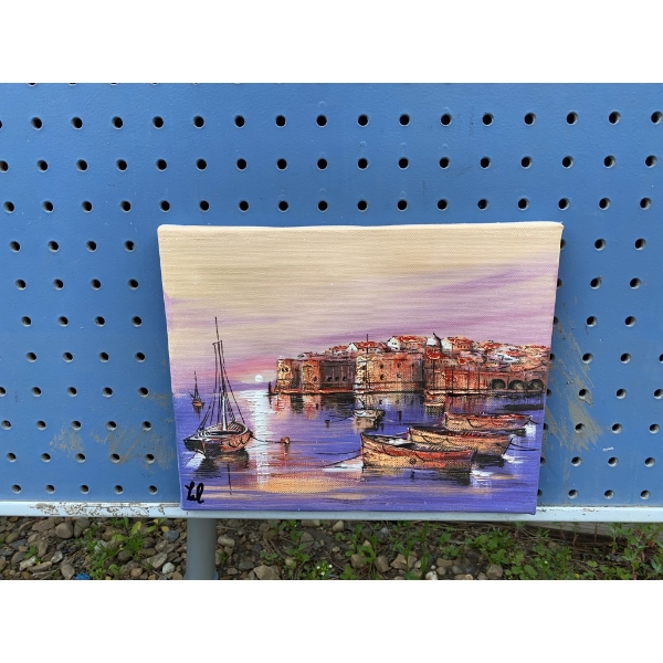 Original Harbour Scene Acrylic Painting on Canvas
