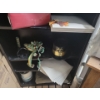Image 4 : Metal Utility Shelf w/ Contents 36x12x45 & Antique Oak Bar Kart (in Storage Space on P1)