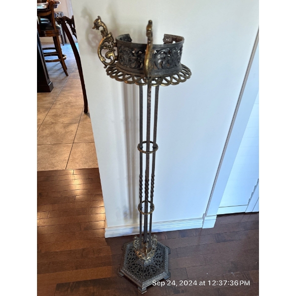 Victorian Glass Plant Stand 11Wx43T Slight Damage At Rear