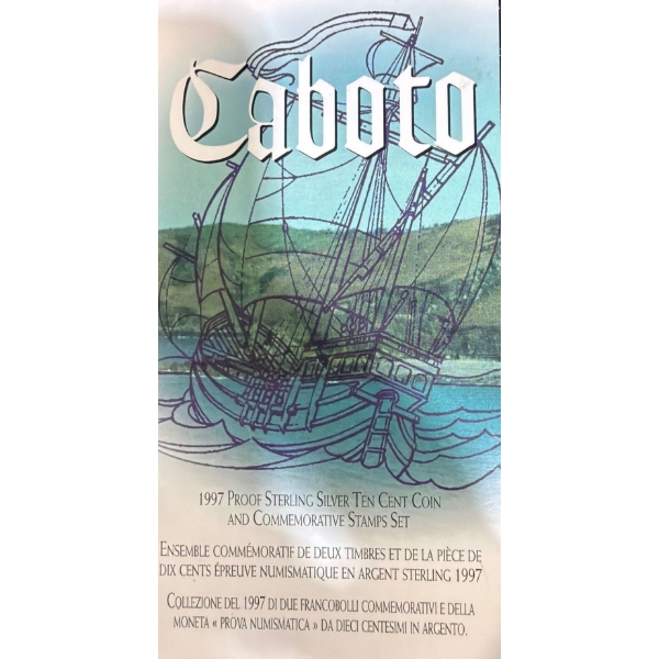 1997 Caboto 10 Cent Proof Coin & Stamp Set 92.5% Silver 