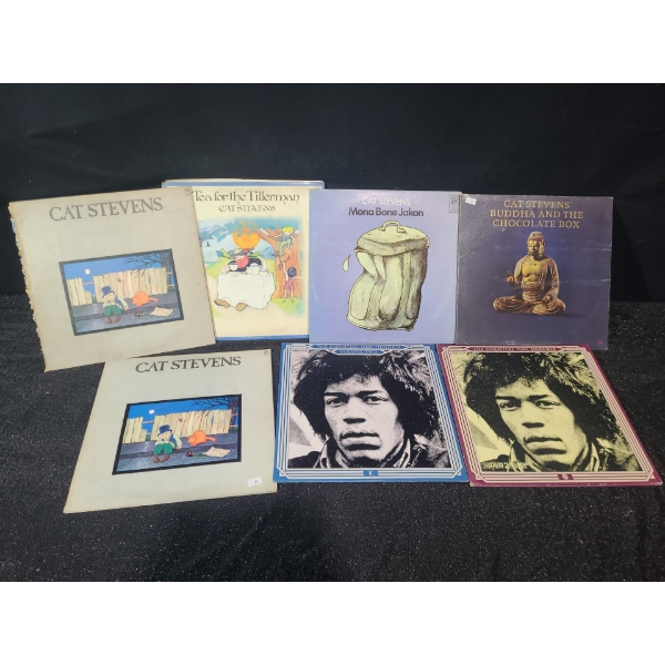 Collection of Cat Stevens Albums and The Essential Jimi Hendrix 2 Volume Compilation