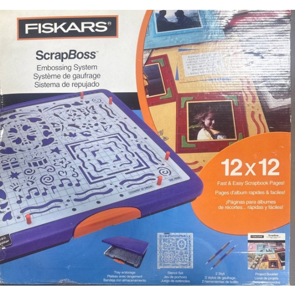Fiskars ScrapBoss Embossing System with 12x12 Templates and Scrapbooking Accessories