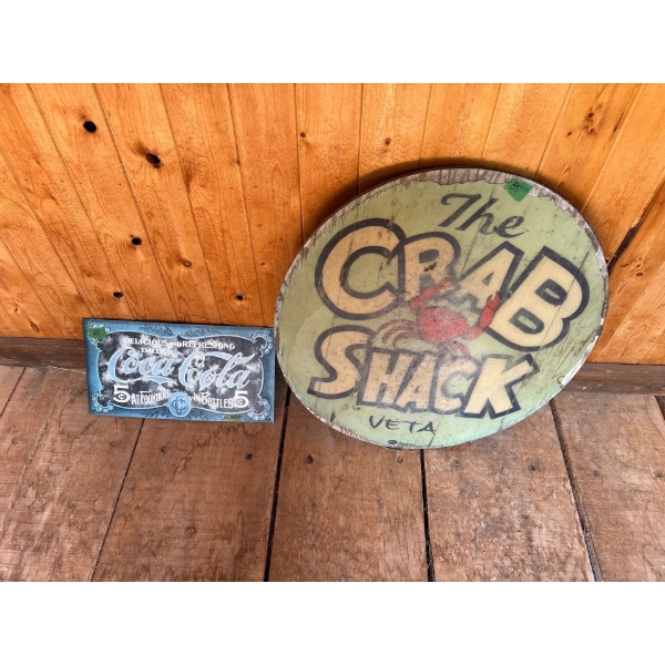 Crab Shack Sign 24" Coke Sign 16"L 8"W