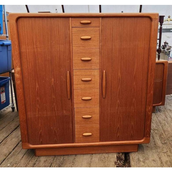 Teak Mid-Century Modern Dresser by Dyrlund With Sliding Doors and Drawers