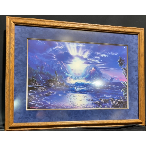 Framed Beach Scene Wooden Frame and Glass