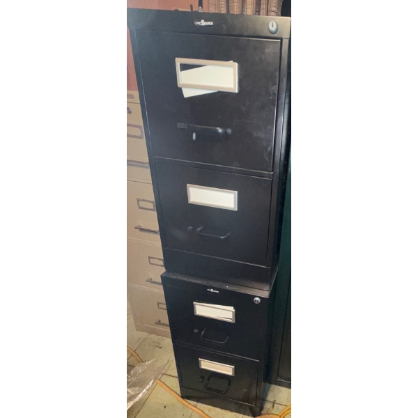 Black Three Drawered File Cabinet  17x23x53"tall  (Two Stacked)