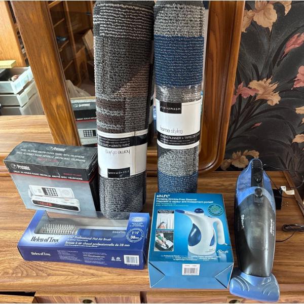 Shift Steamer, Shark Vacuum, Helen of Troy Hot Air Brush, Prosonic TR-336D, Home Runners (2; 2'x5') 