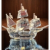 Image 4 : Crystal Ship Figurine Featuring the Santa Maria on Mirrored Base