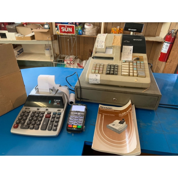 Cash Register with adding machine box of adding paper, debit machine NOT included 
