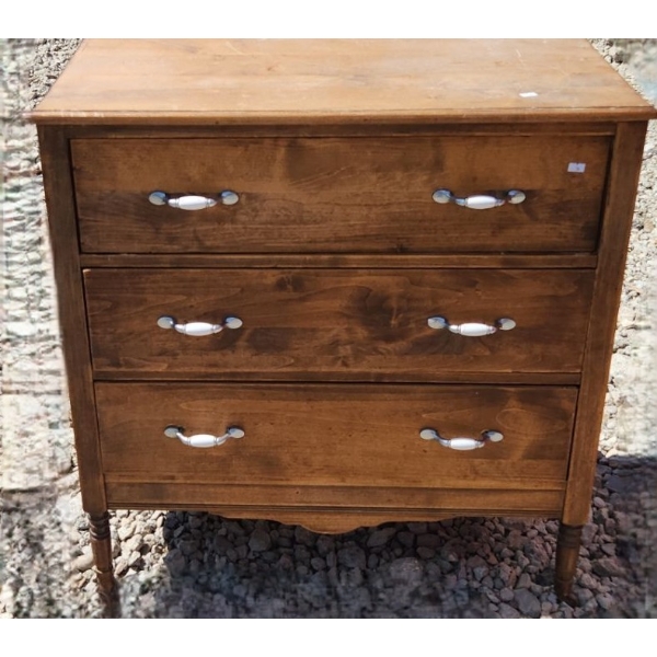 Antique Wooden 3 Drawer Dresser 33 W, 17 D, 35 T 