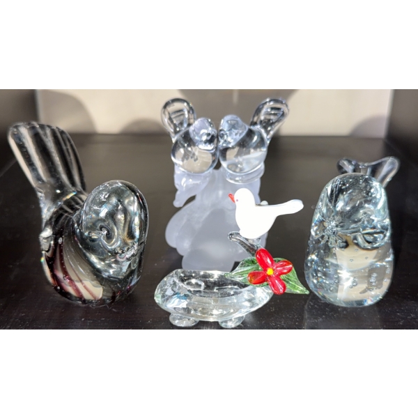 Four Glass Bird Figurines