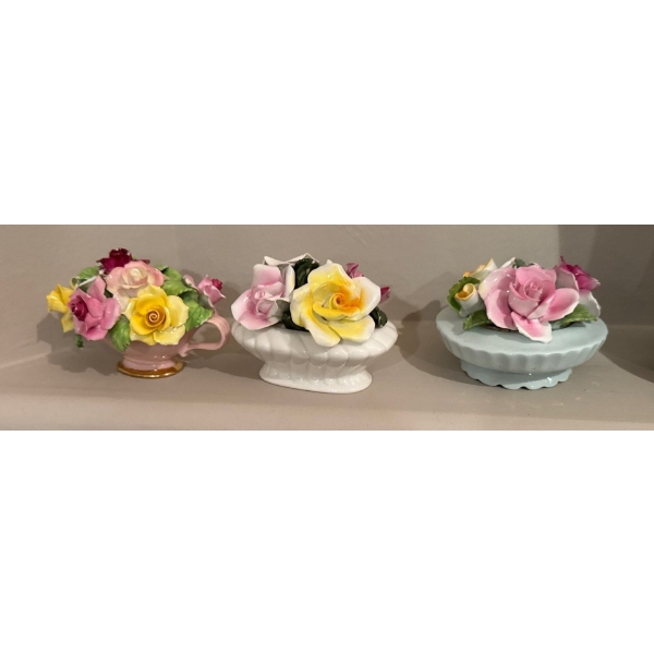 Miniature Fine China Floral Arrangements 2"Tall
