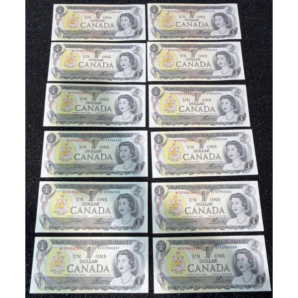 Canadian $1 Bills Consecutive Serial Numbers
