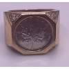 Image 1 : One Gent's Platinum Coin & Diamond Ring 10K YG; Ring Weighs 15.9g 