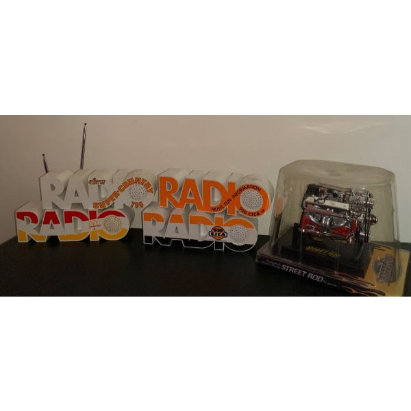 Vintage Hand Held AM/FM Radios w/ Small Block Model Engine 