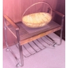 Image 2 : Mid-Century Modern Rolling Bar Cart with Wicker Basket