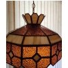 Image 2 : Vintage Swag Chain Stained Glass Light Fixture 15" Diameter Shade, 9.5 T (Shade Measurements)