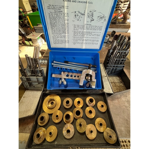 Frued template, guide, kit, flaring and swaying tool and a selection of steel drill bits

