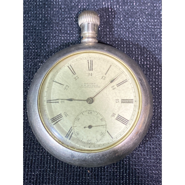 Silver-Tone Pocket Watch with Roman Numerals and Open Movement