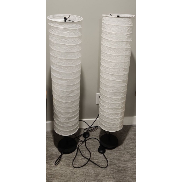 Pair of Paper Shade Lamps 9" Diameter, 45 h w/ Foot Control On/ Off Button