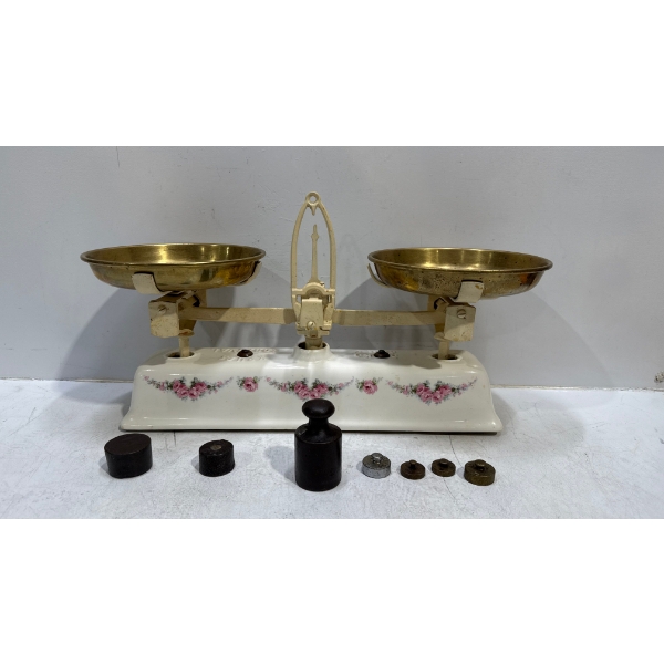 Antique Krups Waage Roberval Scale with Weights