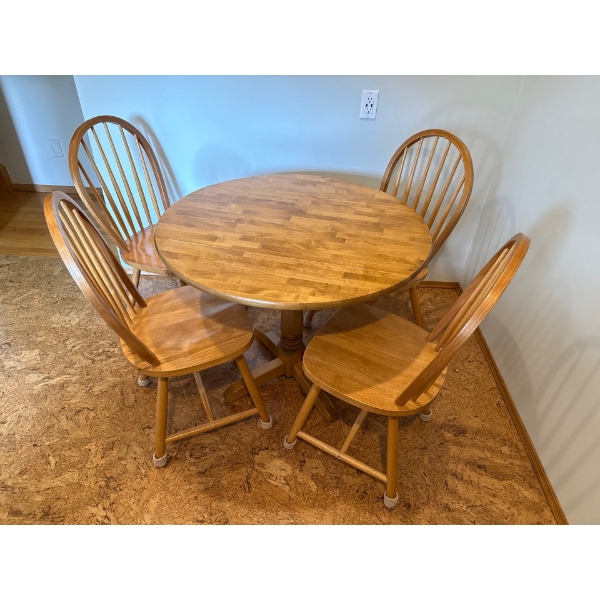 Solid Wood Dining Table w/ 4 Chairs - Table is 35.5W, 29T