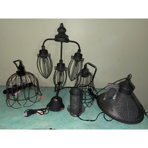 Metal Cage Pendant Lights and Punch Tin Lamp Shades